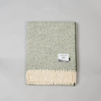 Molloy & Sons Textured Donegal Tweed Throw - Green