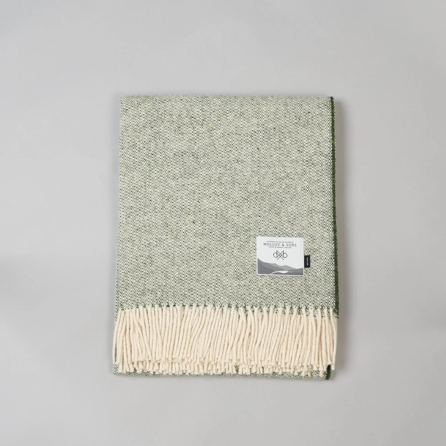 Molloy & Sons Textured Donegal Tweed Throw - Green