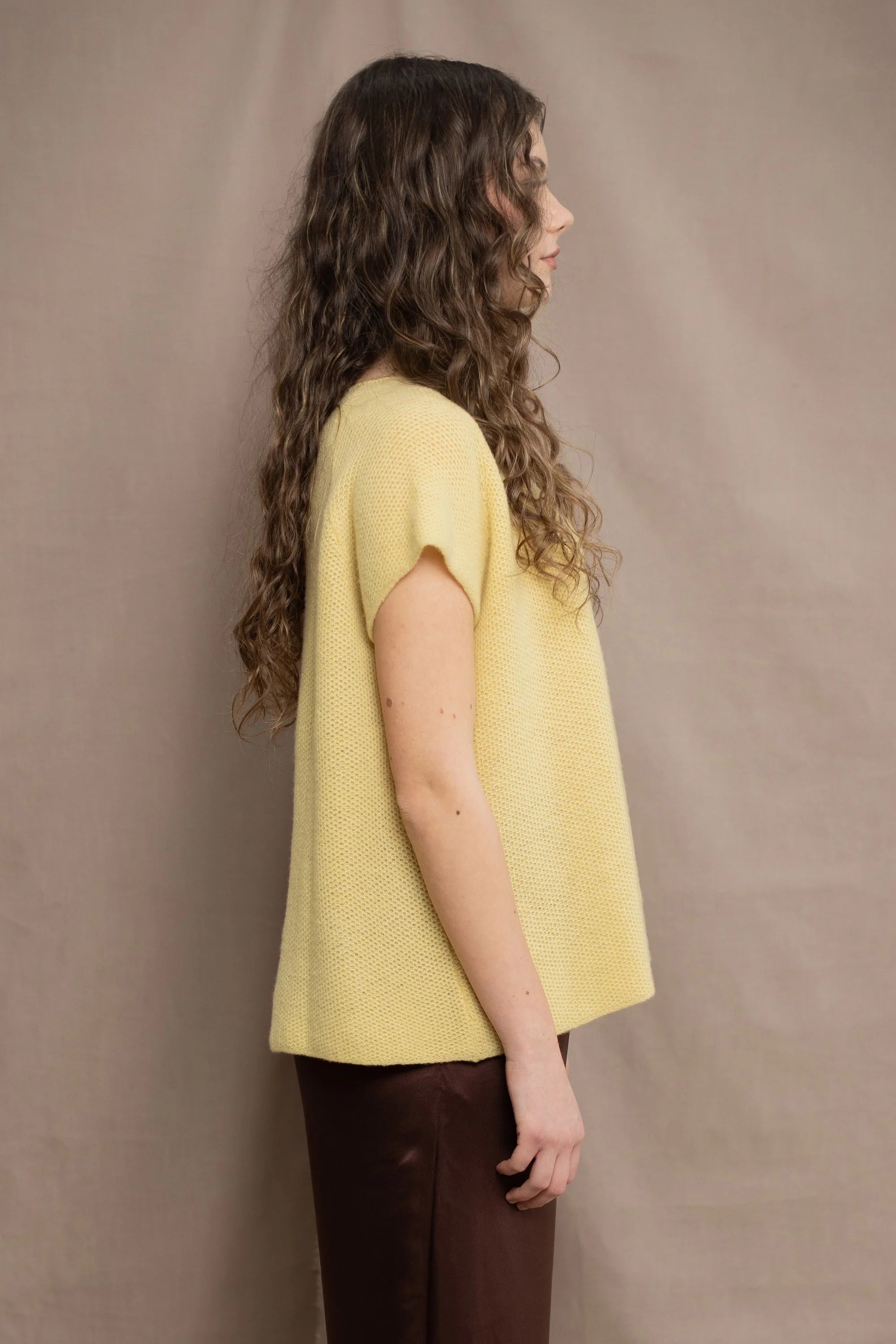 Elaine Madigan 100% Cashmere Moss Tee - Lemon Curd