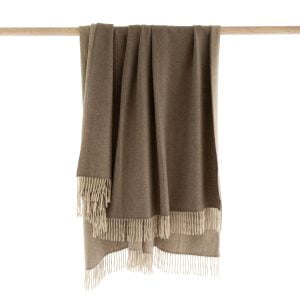 Wool Angora Throw Brown Beige