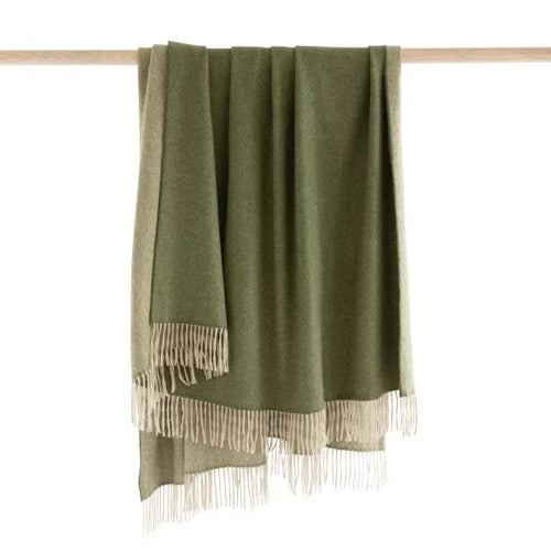 Wool Angora Throw Green Beige