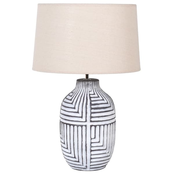 Abstract Table Lamp with Linen Shade