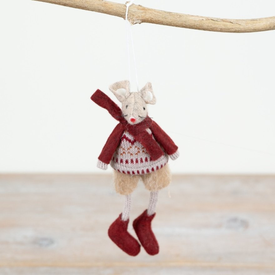 Festive Red Hanging Mouse