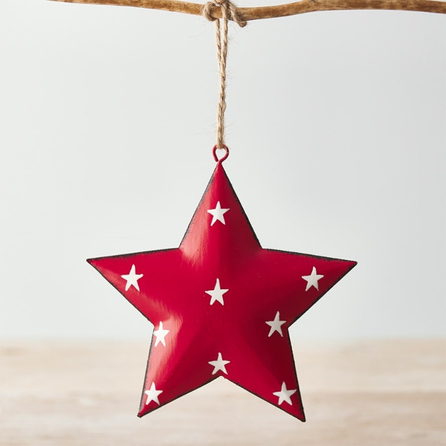 Red Metal Star Tree Decoration