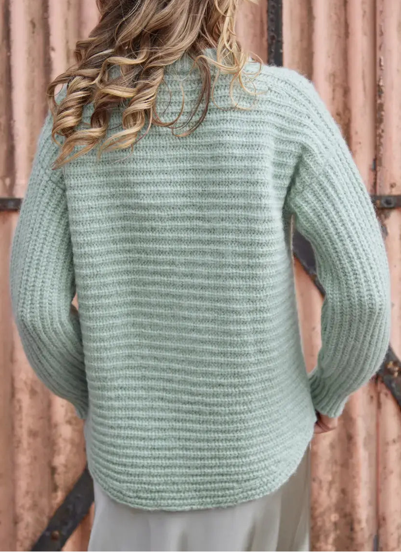 Fisherman Out Of Ireland Chunky Rib Sweater - Mint Cream