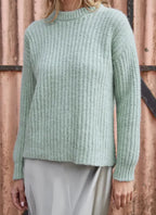 Fisherman Out Of Ireland Chunky Rib Sweater - Mint Cream
