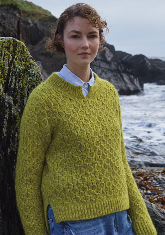 Fisherman Out Of Ireland Honeycomb Stitch Sweater - Apple