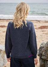 Load image into Gallery viewer, Fisherman Out of Ireland Blanket Stitch Crew Neck Sweater Indigo/Foxglove €175 NOW €135