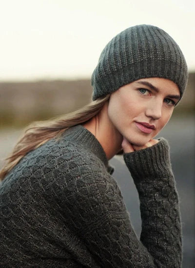 Slouchy Ribbed Hat Dark Khaki