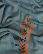Foxford Lambswool Throw – Aqua & Orange