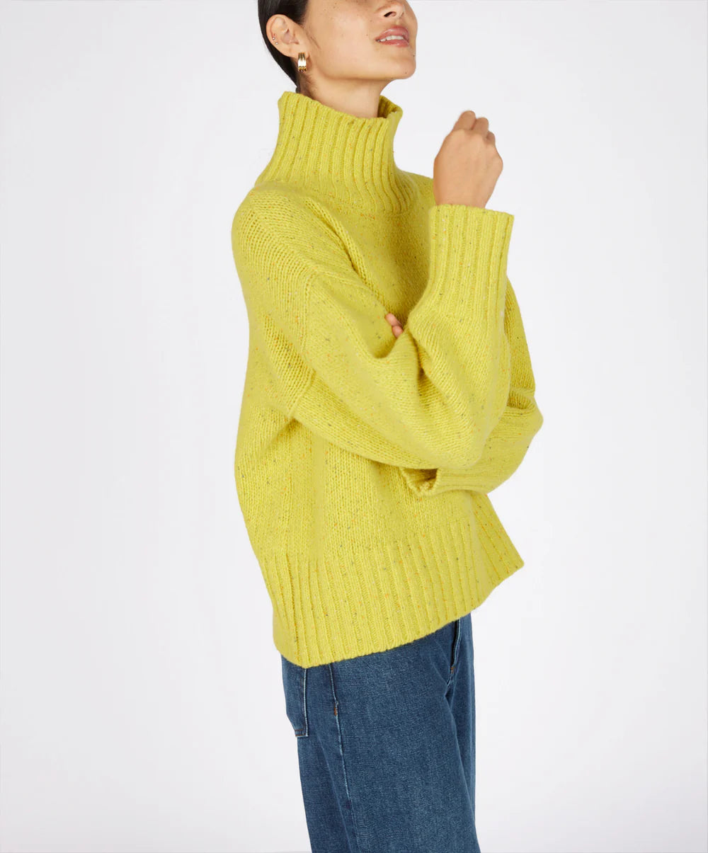 Irelands Eye Paige Polo Neck Sweater - Buttercup