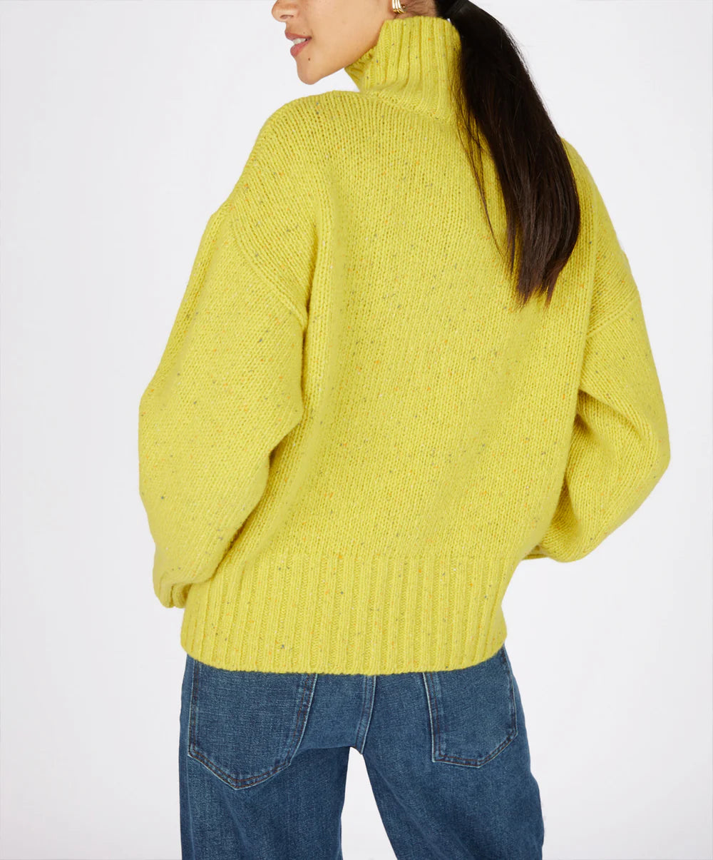 Irelands Eye Paige Polo Neck Sweater - Buttercup