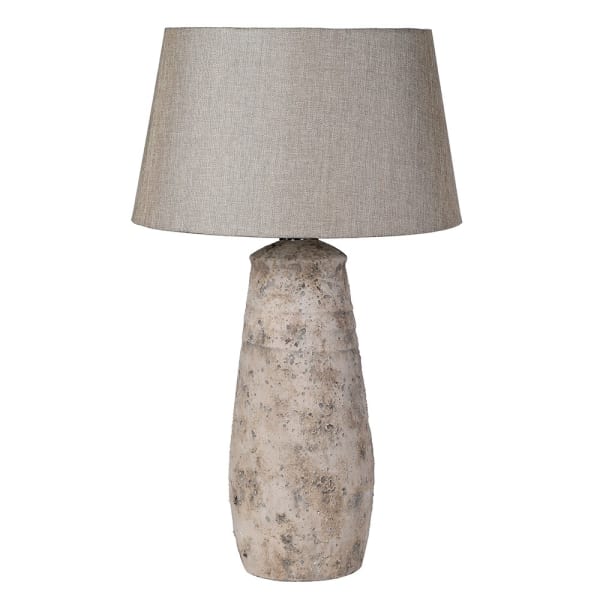 Stone Effect Lamp with Linen Shade