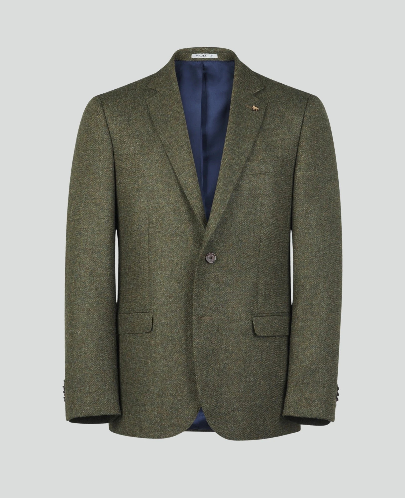 Ennis Tweed Blazer - Green Herringbone