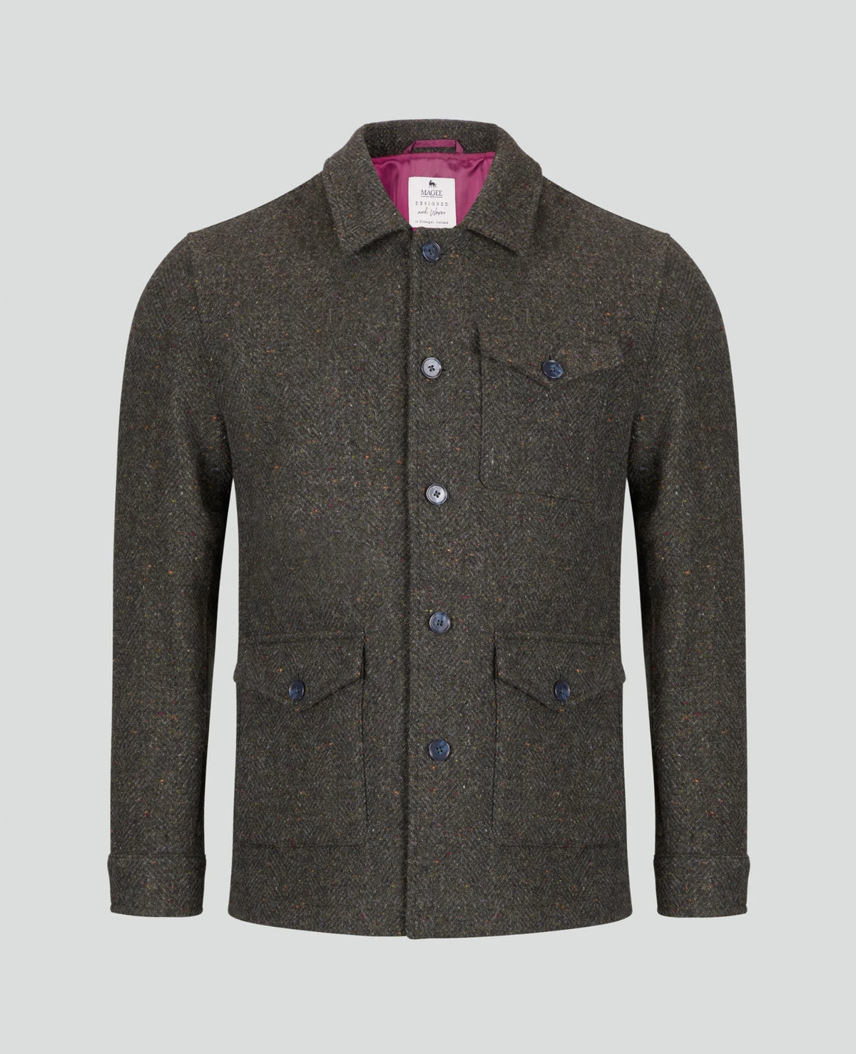 Magee Ballysadare Donegal Tweed Jacket - Grey and Green Herringbone