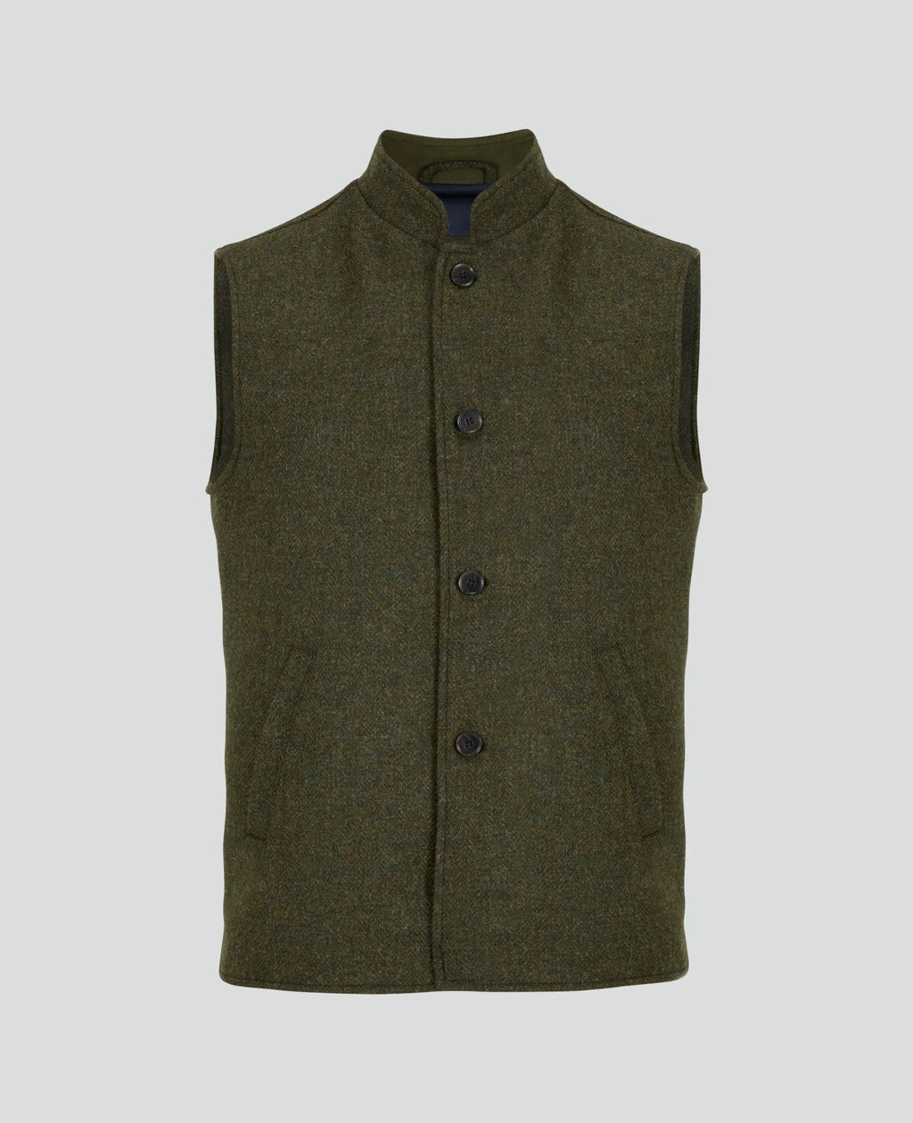 Cavan Tweed Gilet - Green Herringbone