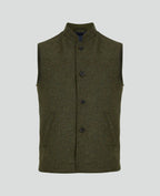 Cavan Tweed Gilet - Green Herringbone