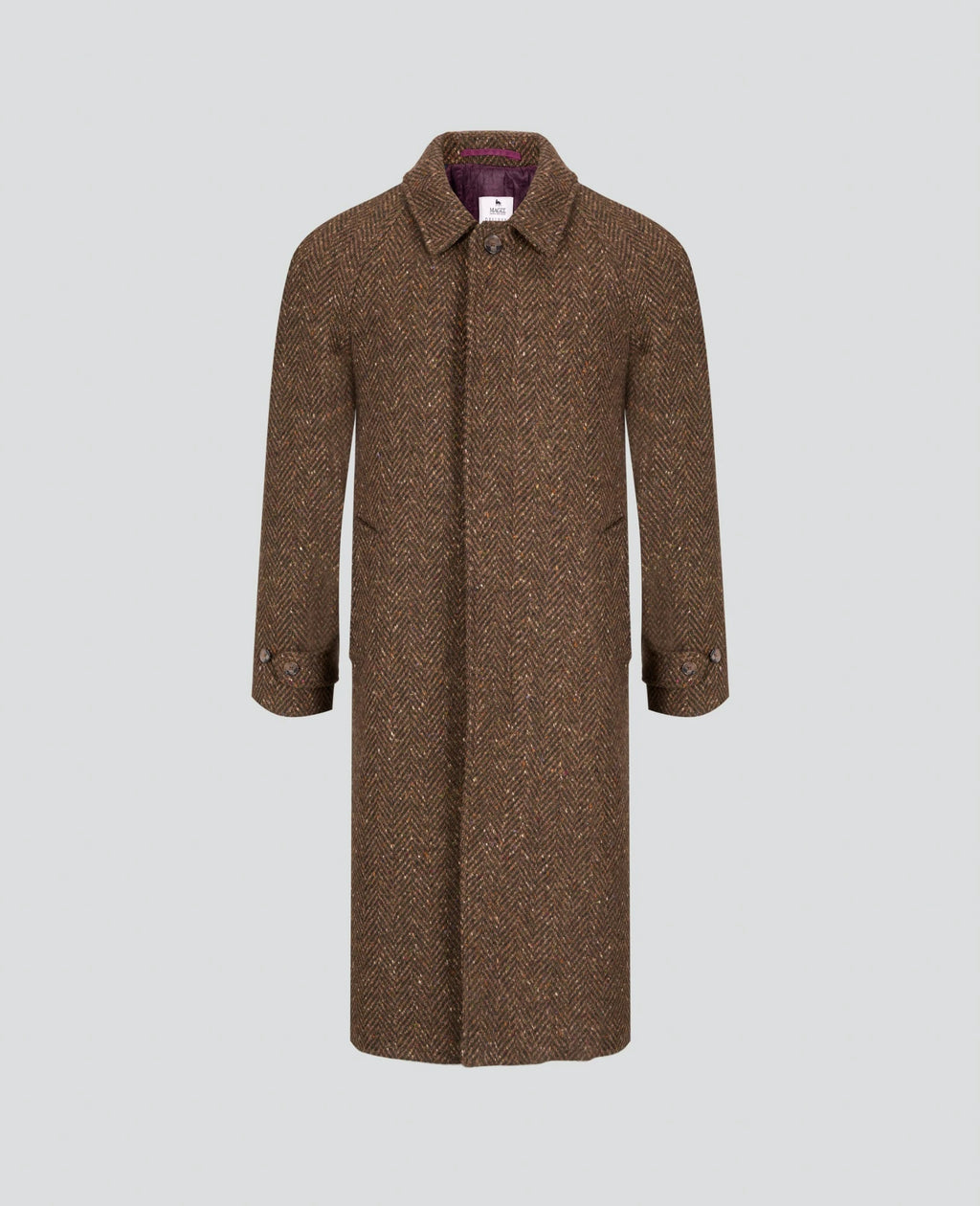 Magee Corrib Herringbone Donegal Tweed Overcoat -  Green & Brown