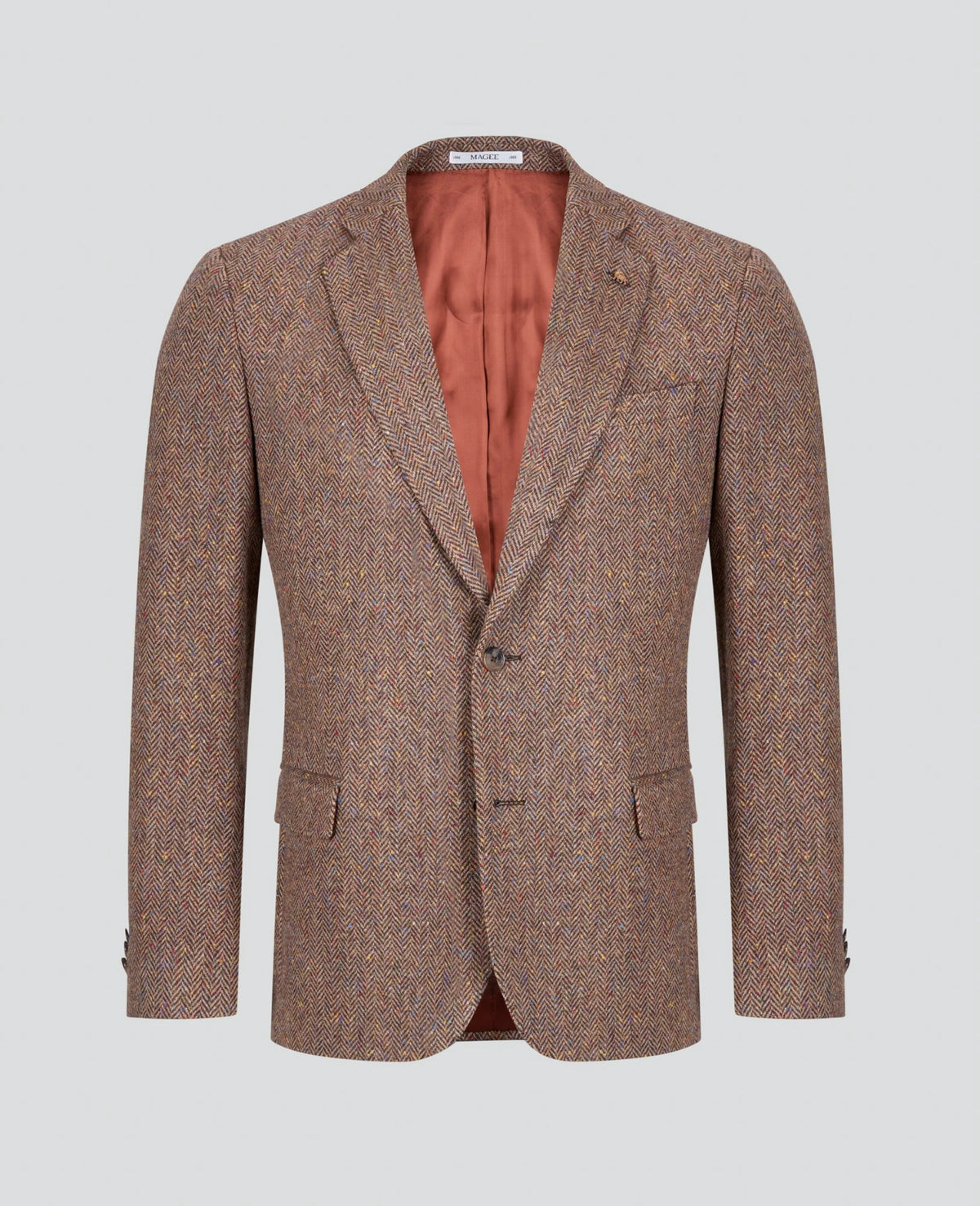 Ennis Herringbone Donegal Blazer - Brown Tweed