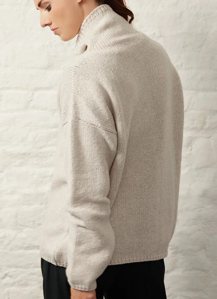 Fisherman Out Of Ireland Slouchy Funnel Neck Jumper - Cream