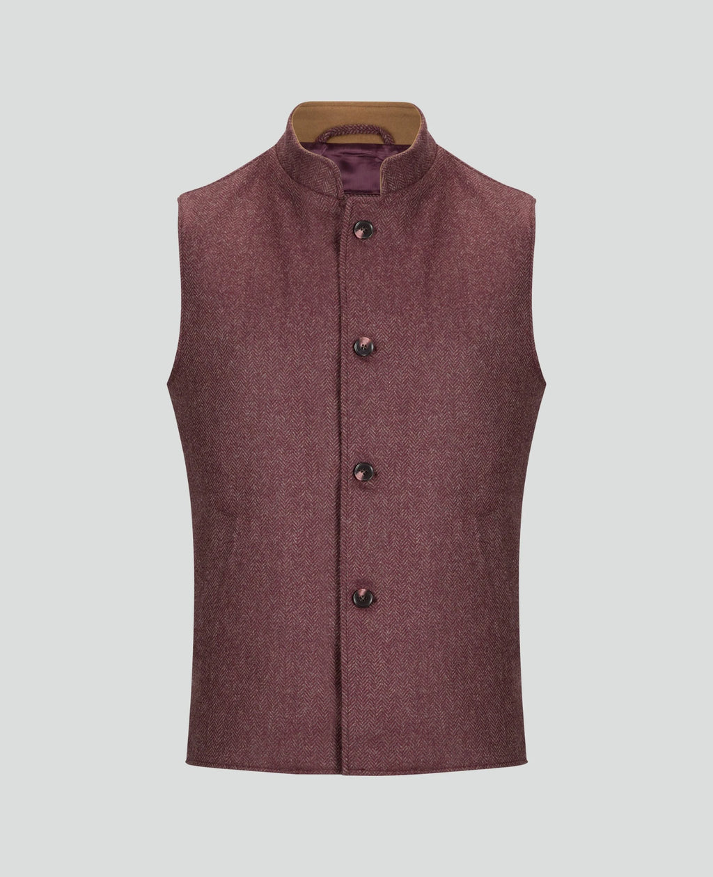 Magee - Cavan Burgundy Herringbone Donegal Tweed Gilet
