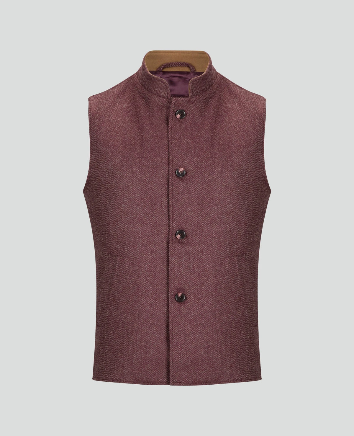 Magee - Cavan Burgundy Herringbone Donegal Tweed Gilet