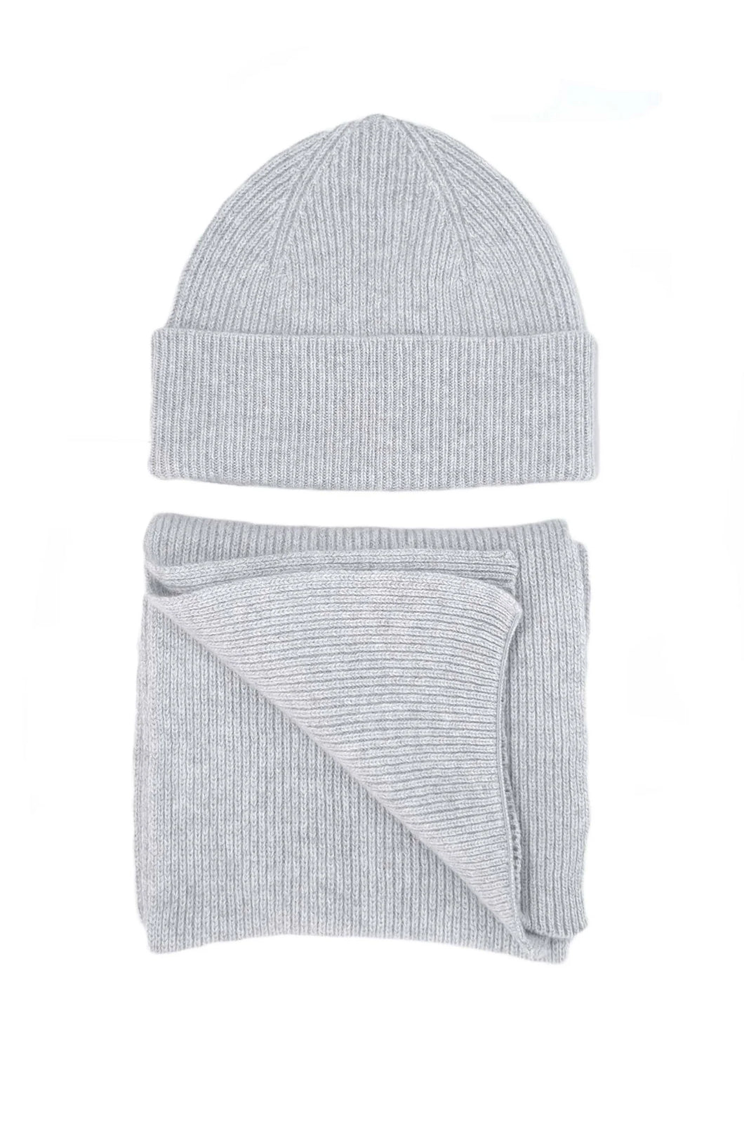 MEN'S HAT AND SCARF SET  - Light Grey