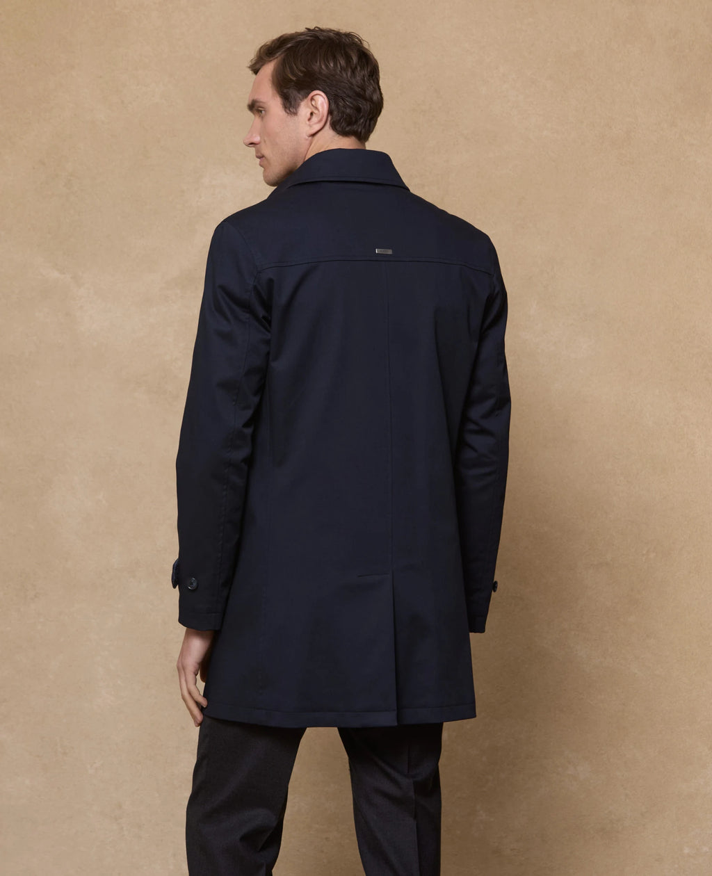Muckross Raincoat with Donegal Tweed Trim - Navy