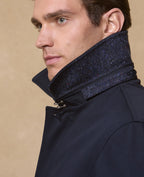 Muckross Raincoat with Donegal Tweed Trim - Navy