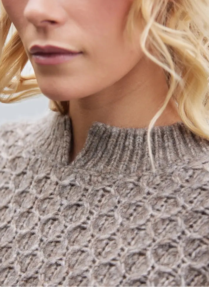 Fisherman Out Of Ireland, Honeycomb Stitch Sweater - Stone
