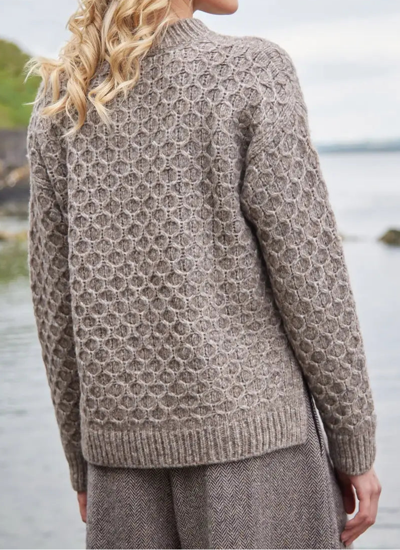 Fisherman Out Of Ireland, Honeycomb Stitch Sweater - Stone