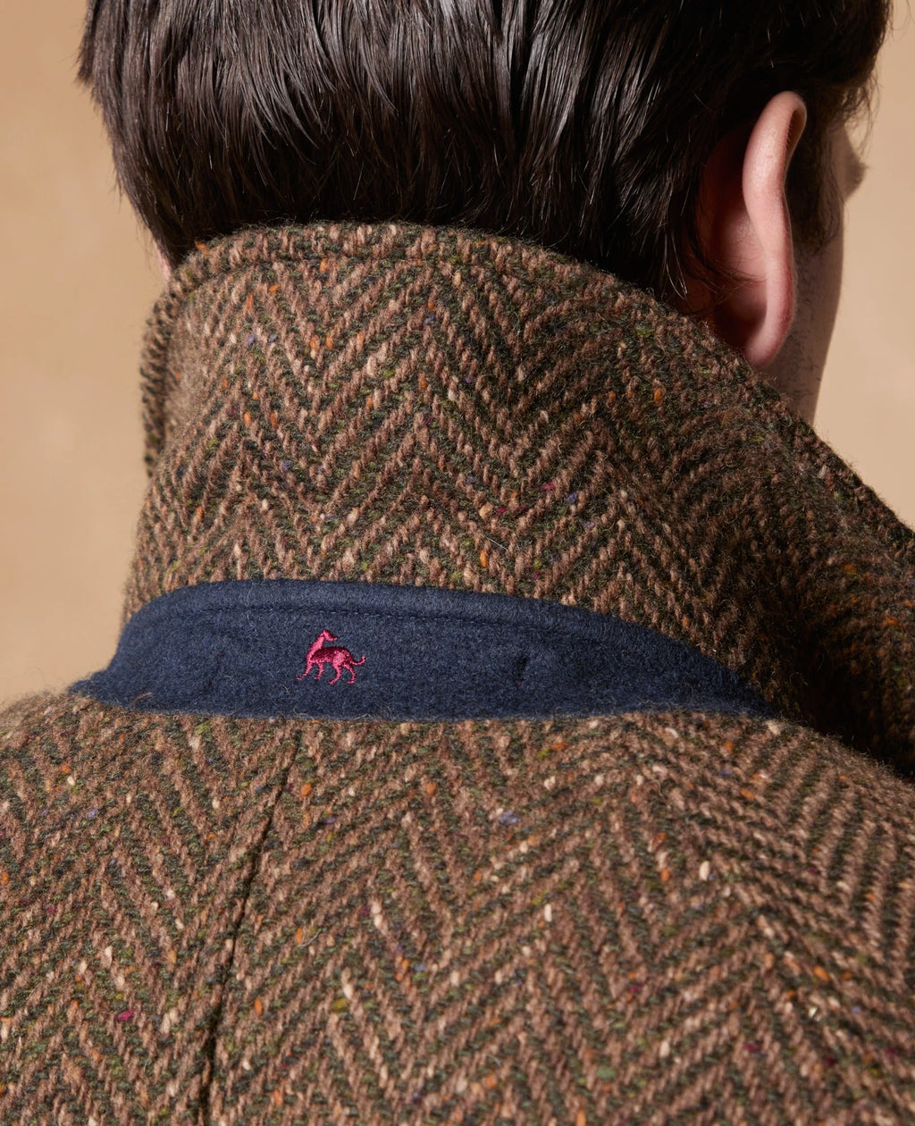 Magee Corrib Herringbone Donegal Tweed Overcoat -  Green & Brown