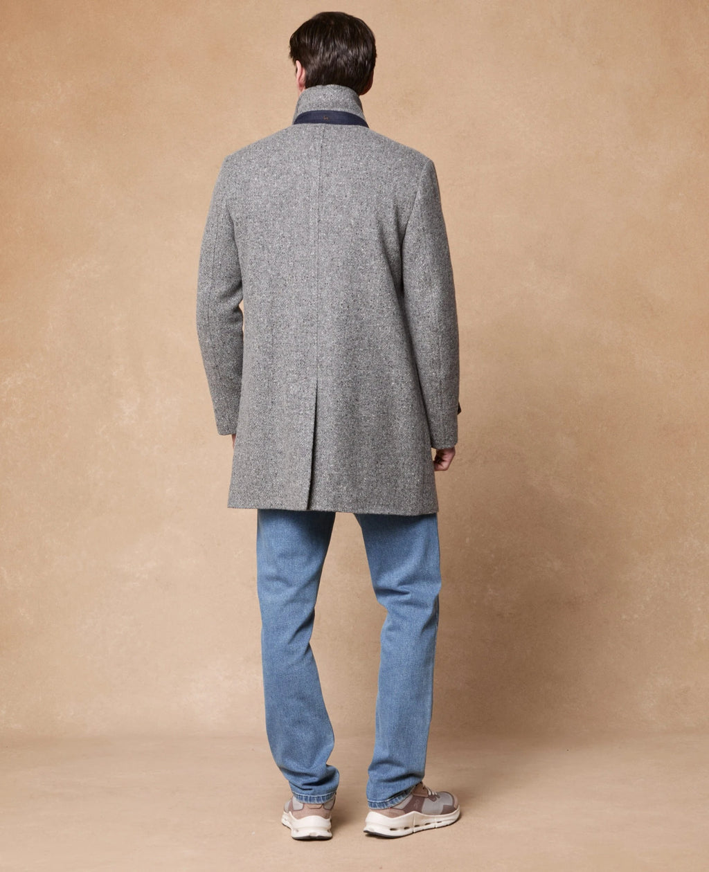 Magee Slane Herringbone Donegal Tweed Coat - Slate Grey