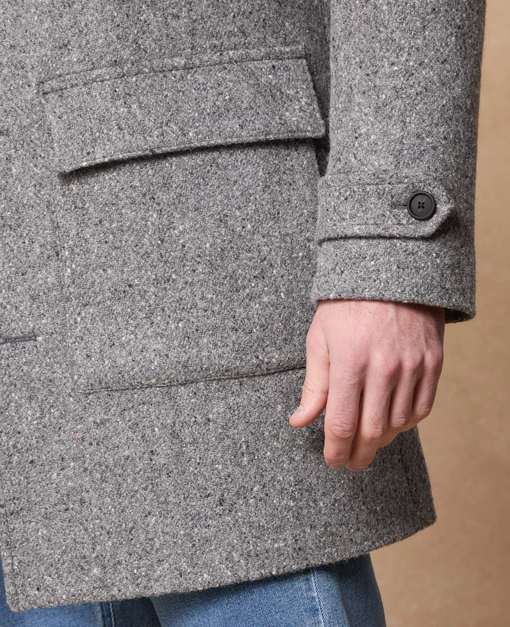 Magee Slane Herringbone Donegal Tweed Coat - Slate Grey