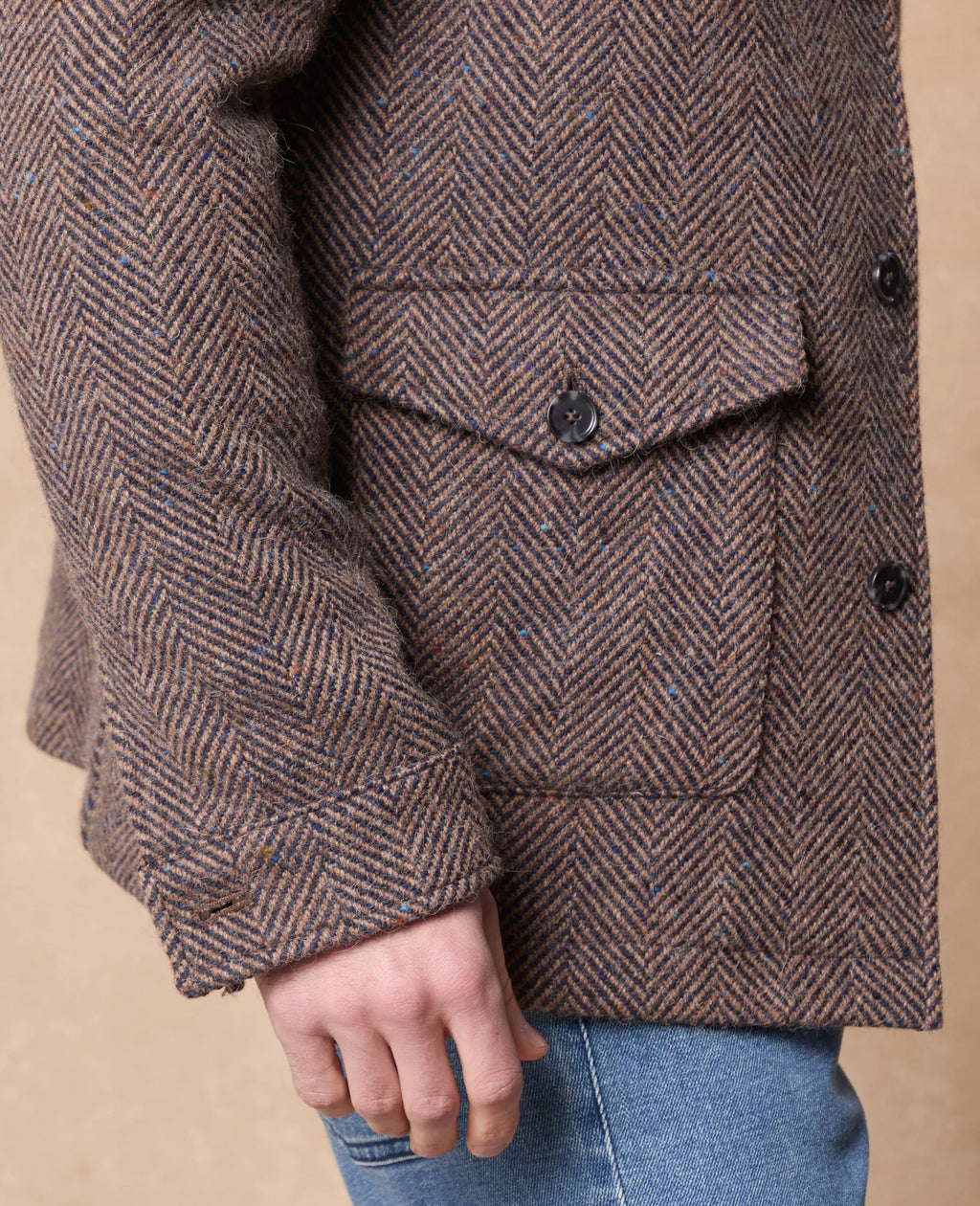Magee Ballysadare Donegal Tweed Jacket - Navy & Oat Herringbone