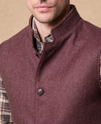 Magee - Cavan Burgundy Herringbone Donegal Tweed Gilet