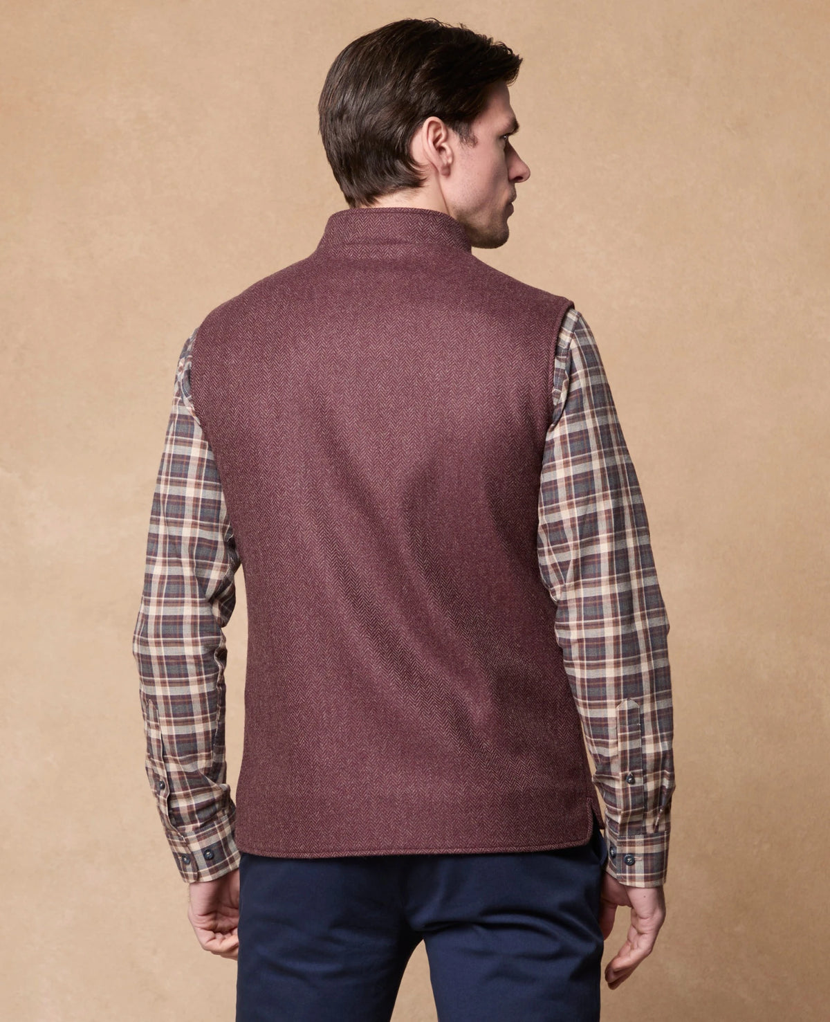 Magee - Cavan Burgundy Herringbone Donegal Tweed Gilet