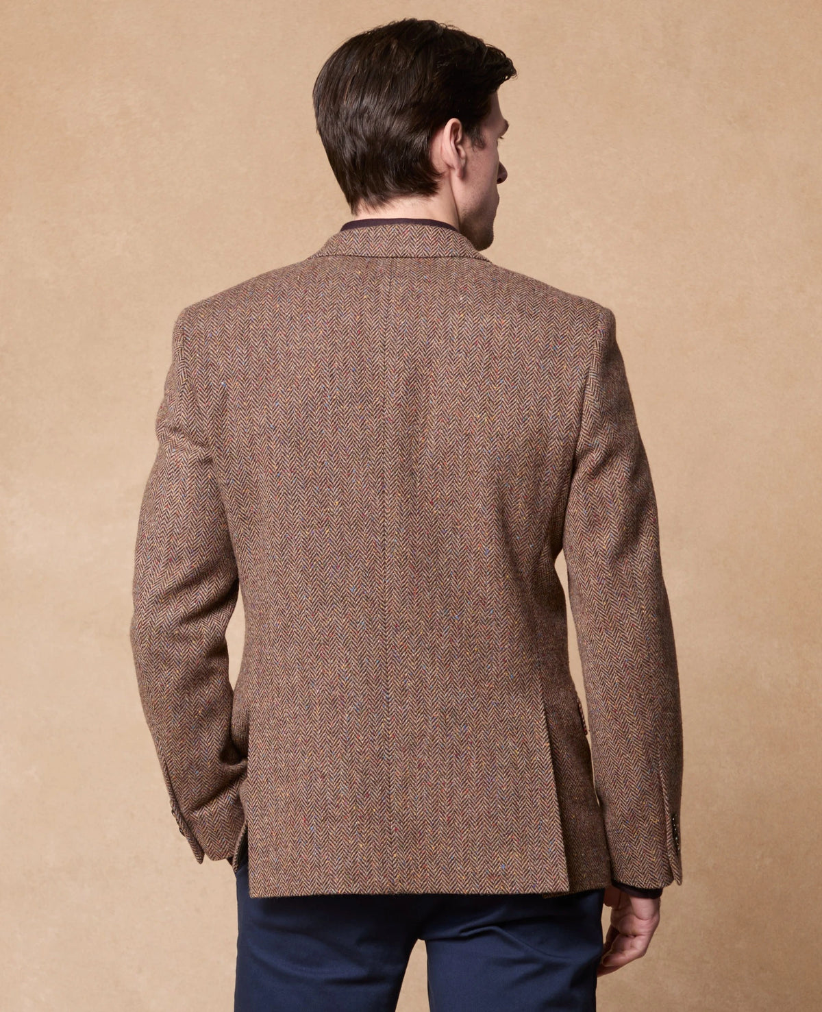Ennis Herringbone Donegal Blazer - Brown Tweed