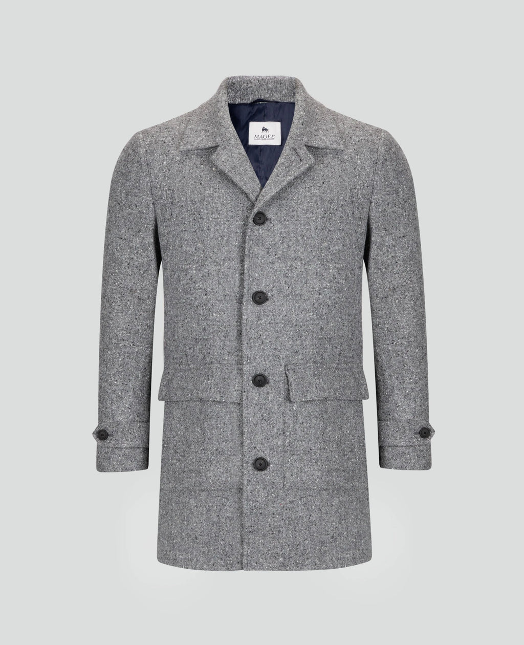 Magee Slane Herringbone Donegal Tweed Coat - Slate Grey