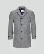 Magee Slane Herringbone Donegal Tweed Coat - Slate Grey
