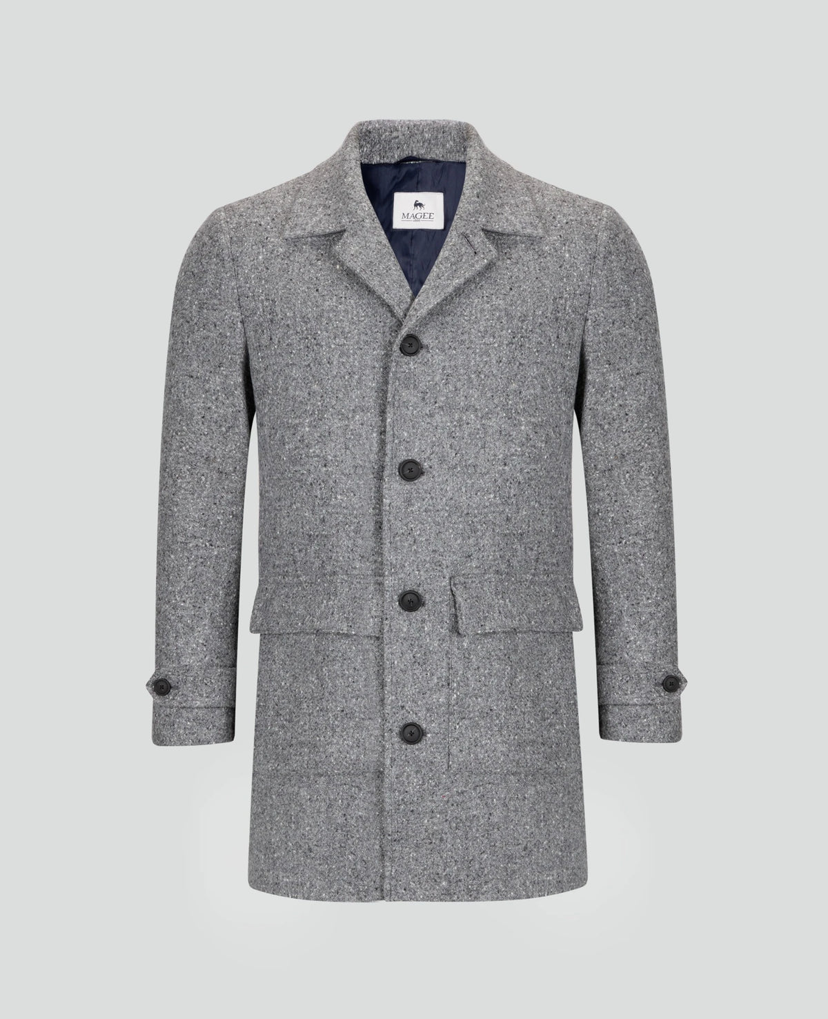 Magee Slane Herringbone Donegal Tweed Coat - Slate Grey