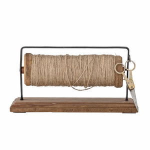 Barni Bobbin w/Jute &amp; Scissors, Brown, Reclaimed Wood