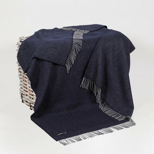 John Hanly  Dark Navy Herringbone Merino/Cashmere Throw