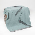 John Hanly Merino Wool Cashmere Throw - Duck Egg Herringbone