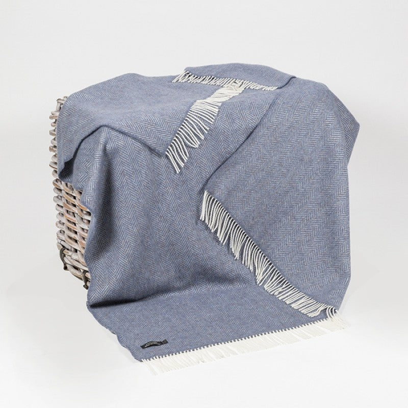 John Hanly Denim & Cream Merino/Cashmere Throw