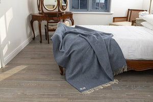 John Hanly Oversize Denim/Cream Herringbone Throw