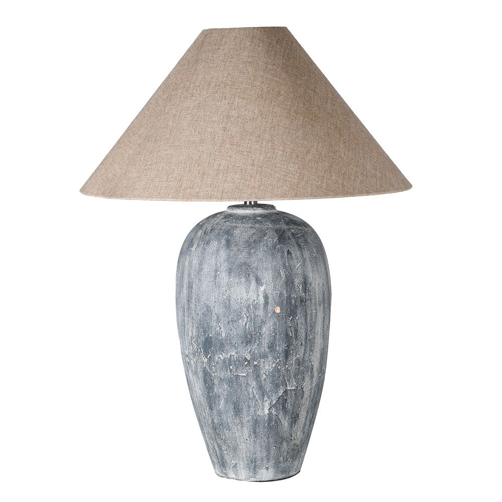 Antique Grey Wash Lamp with Linen Shade