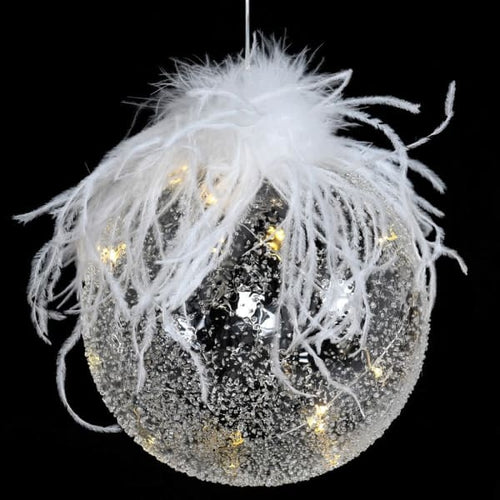 Light-up Silver Feather Bauble